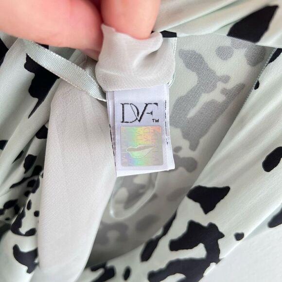 Diane von Furstenberg New Della Paint Splash Printed Dress Light Green Women’s 8 - Picture 12 of 15